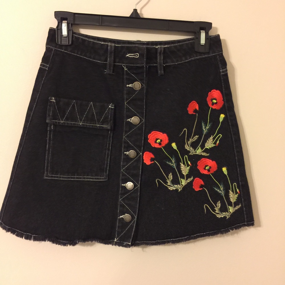 Black button down jean skirt
